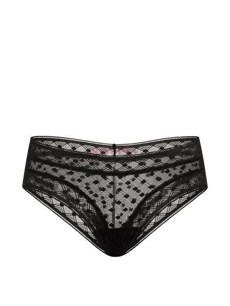 Трусики Victoria's Secret Dot Geo Lace Cheeky Panty Black 0691 фото