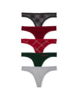 Набір трусиків 5-Pack Cotton Lace-Trim Thong Panties 0614-1 фото
