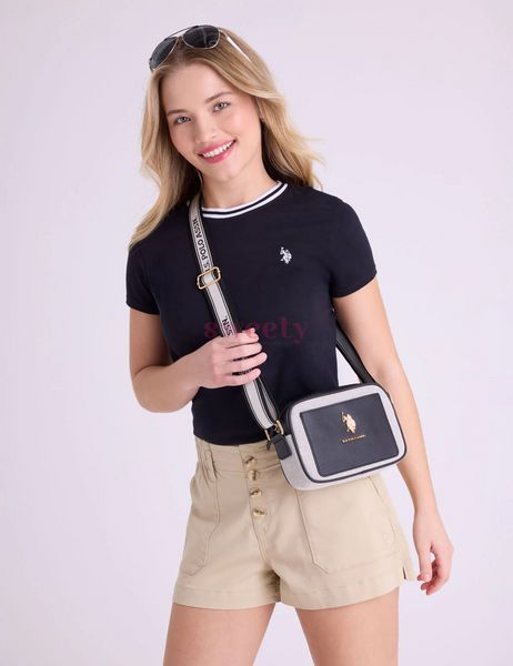 Сумка крос-боді U.S. POLO ASSN. чорна полотняна 0532 фото
