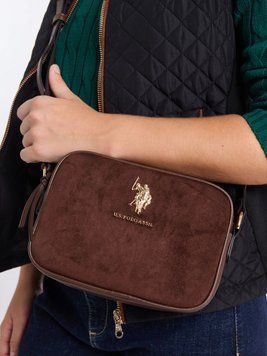 Сумка крос-боді U.S. POLO ASSN. коричнева замшева 0713 фото