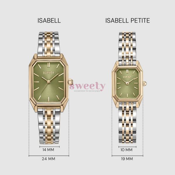 Годинник BURKER Isabell Petite Gold Silver Olive Green 0695 фото