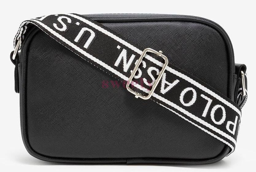 Сумка крос-боді U.S. POLO ASSN. чорна зі срібною фурнітурою 0307 фото