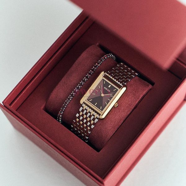 Годинник BURKER Olivia Gold Silver Burgundy 0666 фото
