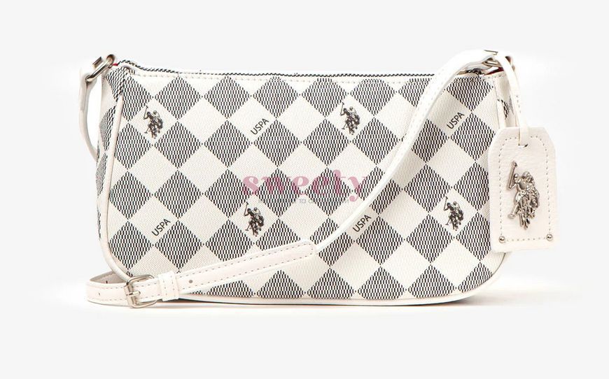 Сумка крос-боді U.S. POLO ASSN. BAGUETTE BAG чорно-біла 0604 фото