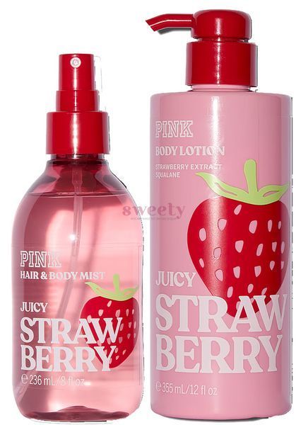 Подарунковий набір PINK Juicy Strawberry, спрей та лосьйон 0334 фото Подарунковий набір PINK Juicy Strawberry, спрей та лосьйон 0334 фото