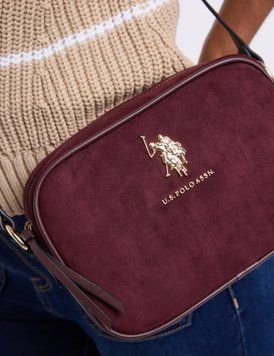Сумка крос-боді U.S. POLO ASSN. бордова замшева 0703 фото
