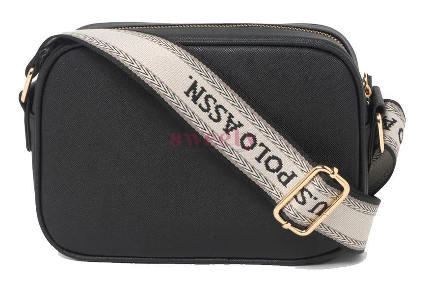 Сумка крос-боді U.S. POLO ASSN. чорна з сірим ремінцем 0422 фото