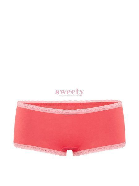 Трусики Victoria's Secret Cotton Lace-Trim Boyshort Panty Wild Watermelon 0689 фото