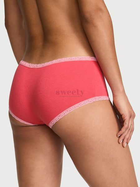 Трусики Victoria's Secret Cotton Lace-Trim Boyshort Panty Wild Watermelon 0689 фото
