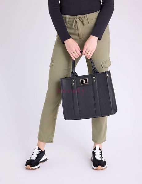 Сумка тоут U.S. POLO ASSN. чорна з ремінцем 0648 фото